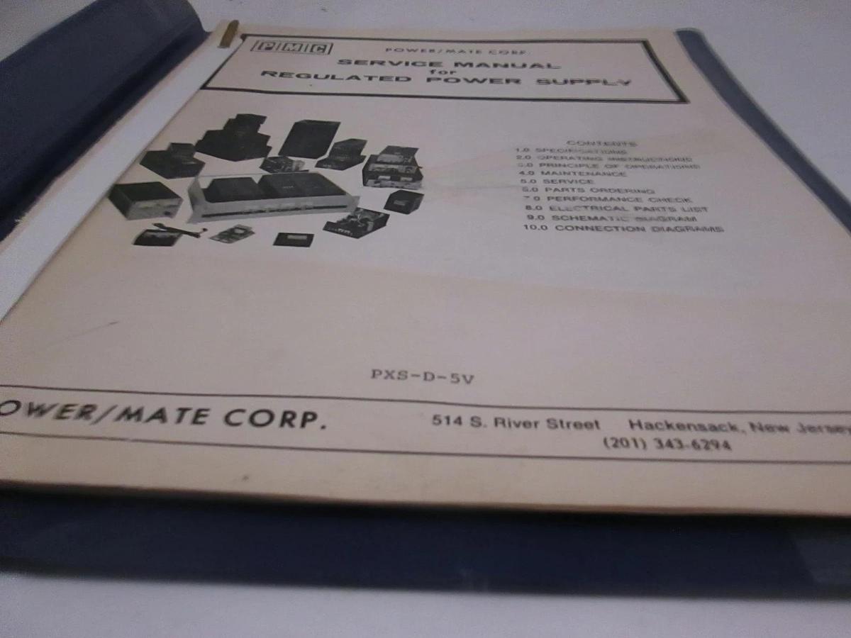 Used PMC Service Manual for Regulated Power Supply, Used