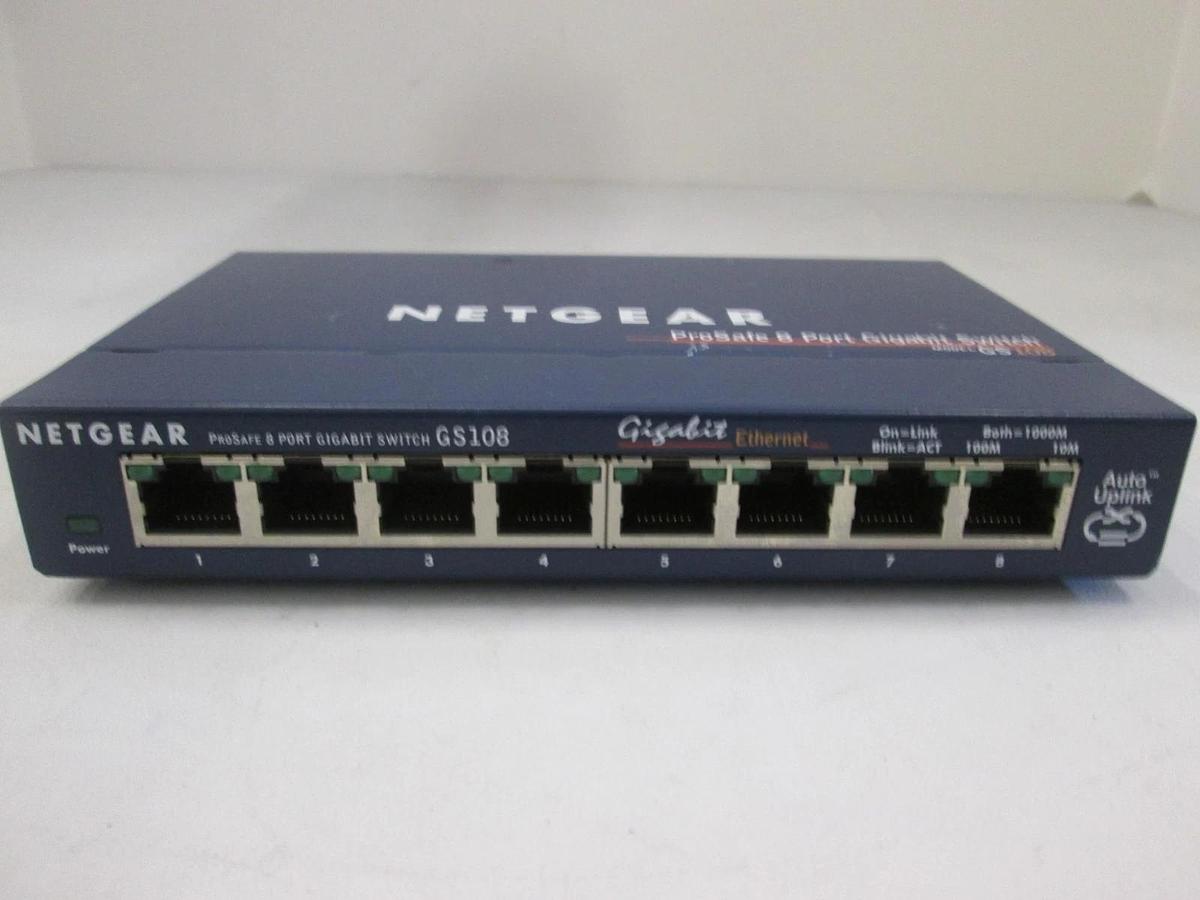 Used Netgear, GS108, ProSafe 8 Port Gigabit Switch, Used