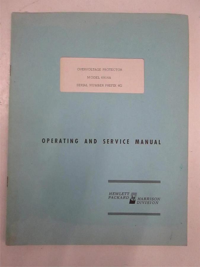 Used HP Model 6916A Overvoltage Protector Operating and Service Manual, Used