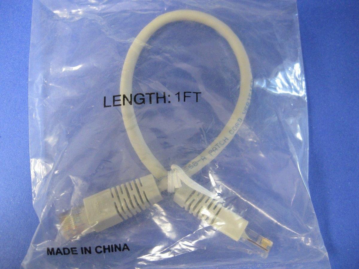 Used UNICOM Ethernet Patch Cable, 1ft, White, Lot of 16