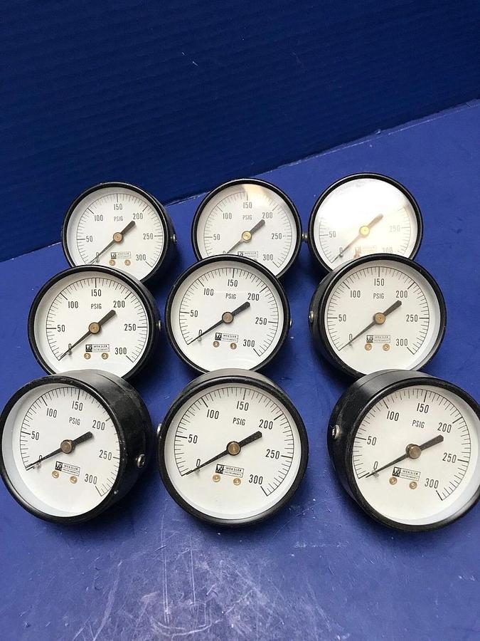 Used Weksler Pressure Gauge 0-300 psig, Lot of 9 Used
