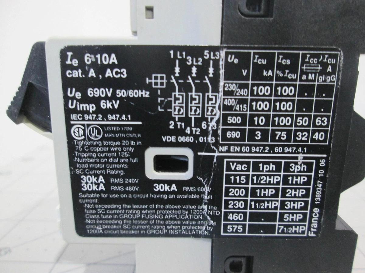Used Telemecanique, GV2-M14, Manual Mode Starter Circuit, Used