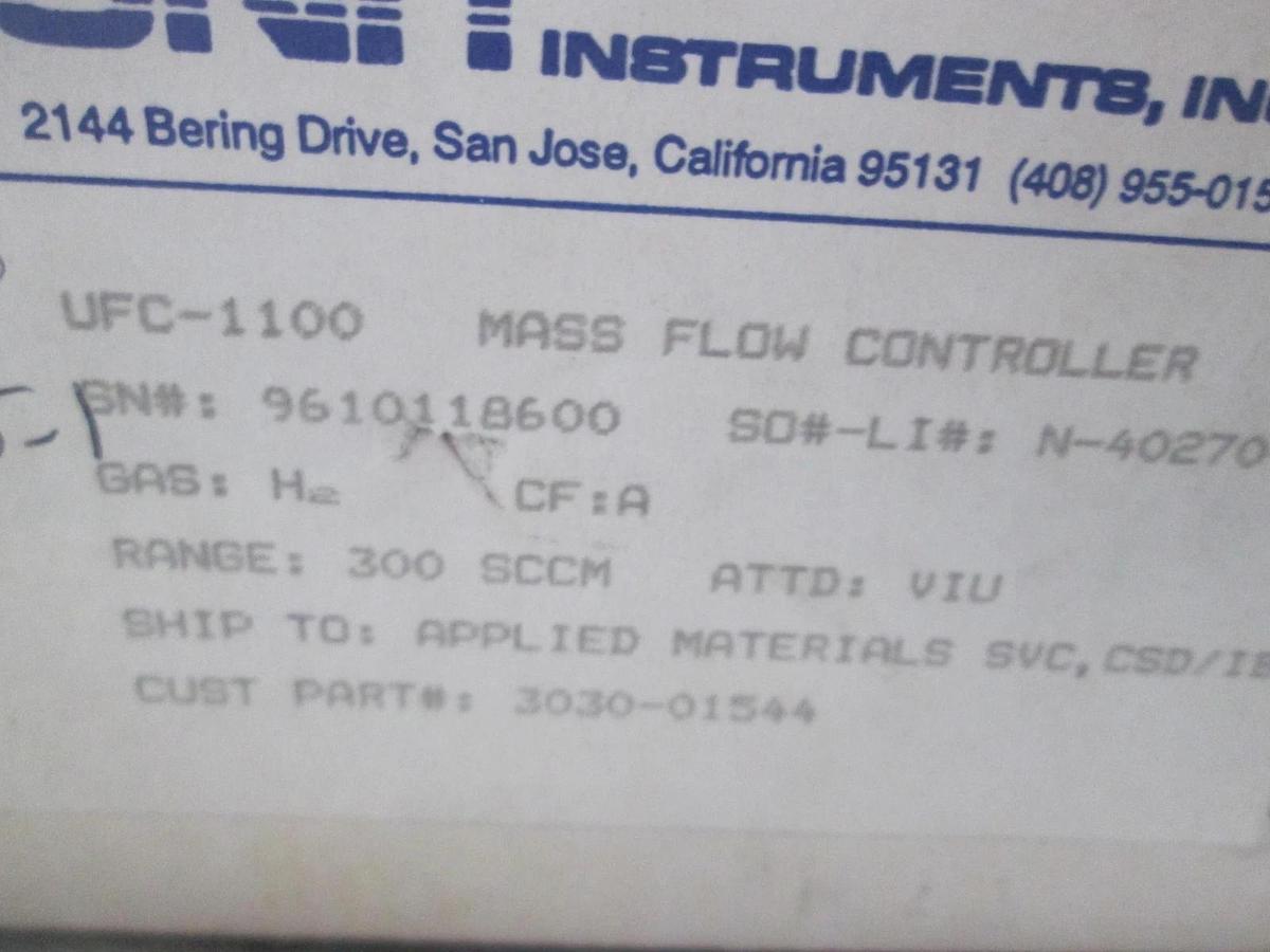 Unit, UFC-1100, Mass Flow Controller, He, 300 SCCM, New