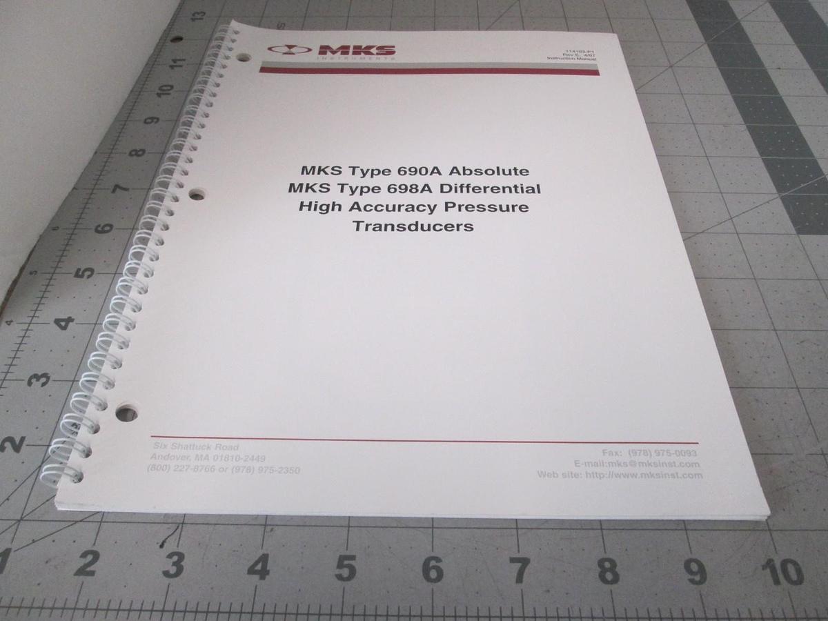 Used MKS, Type 690A, Absolute Pressure Transducer, Instruction Manual, Used