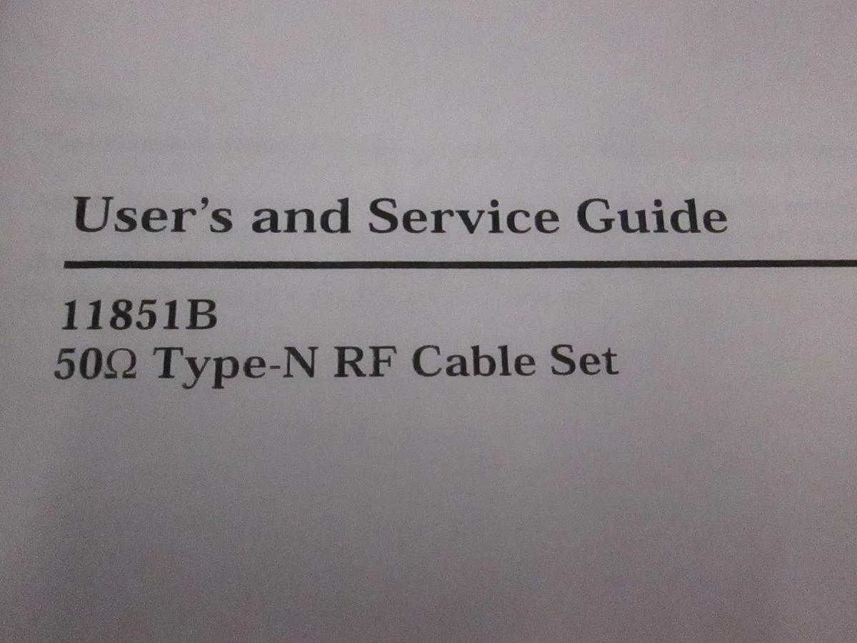 Used HP 11851B Type-N RF Cable Set, User's and Service Guide, Used