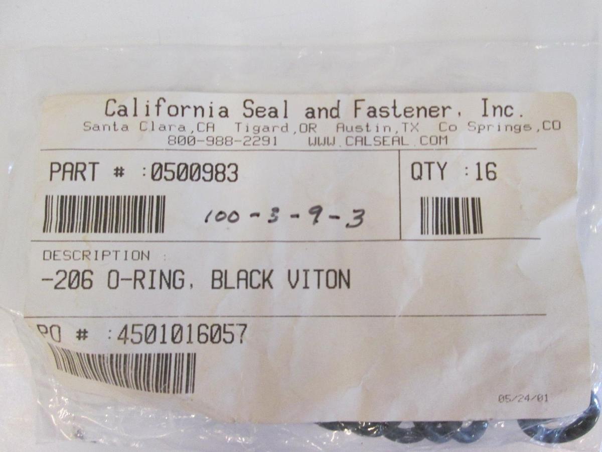 Used California Seal, 0500983, Silicone Black Viton -206, O-Ring Lot of 16