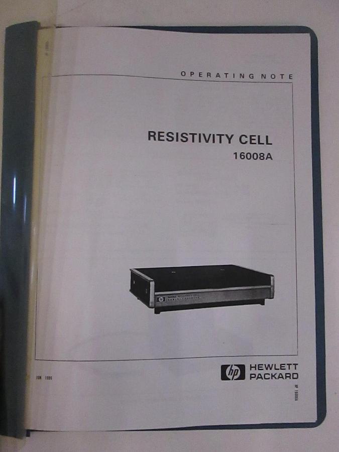 Used HP Resistivity Cell 16008A Operating Note, Used