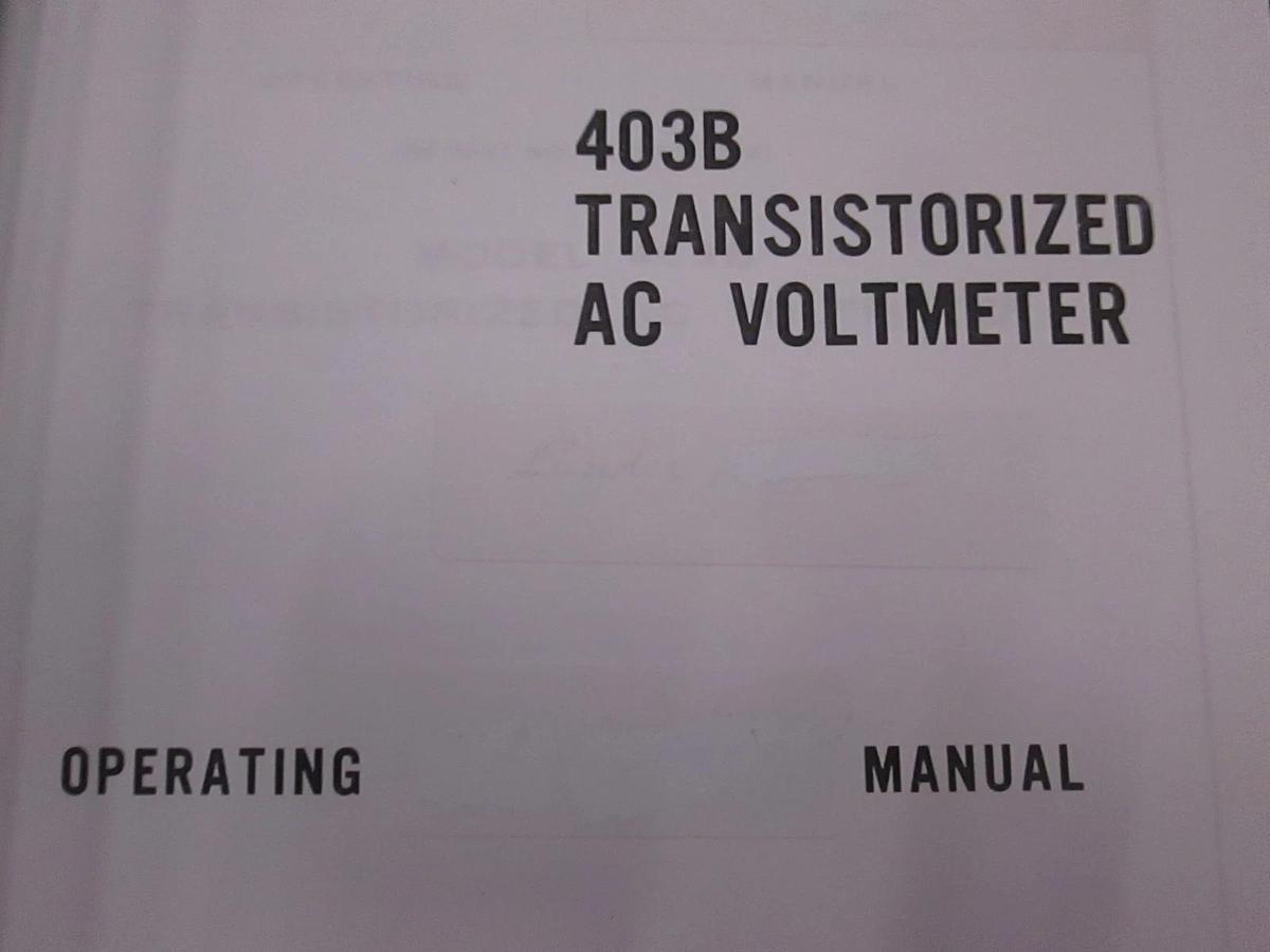 Used HP 403B Transistorized AC Voltmeter Operating Manual, Used