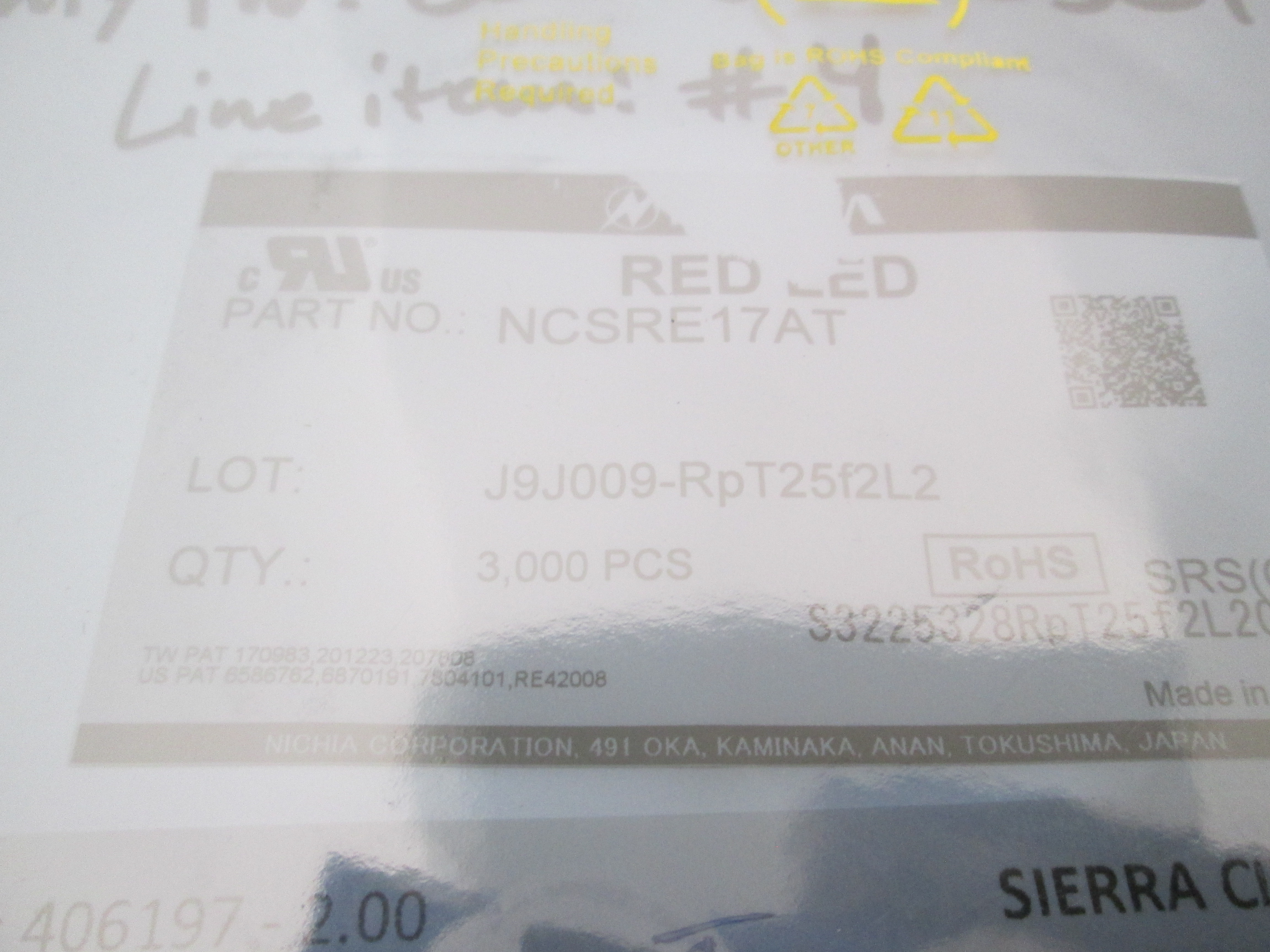 Used Nichia, NCSRE17AT, Red Horticulture LED SMD 3000PCS Reel New Japan RoHS