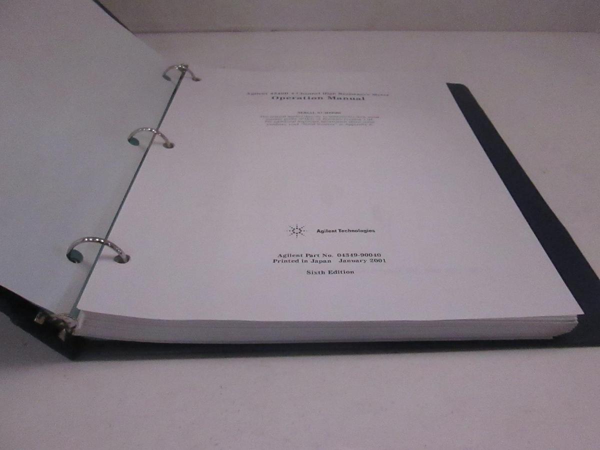 Used Agilent 4349B 4-Channel High Resistance Meter Operation Manual, Used
