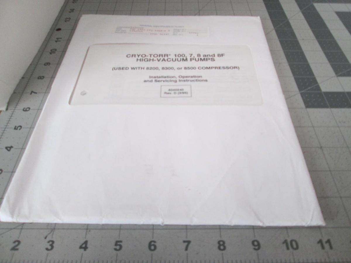 Used Cryogenics, 100, 7, 8 and 8F, Installation, Operation,Service Instructions, Used