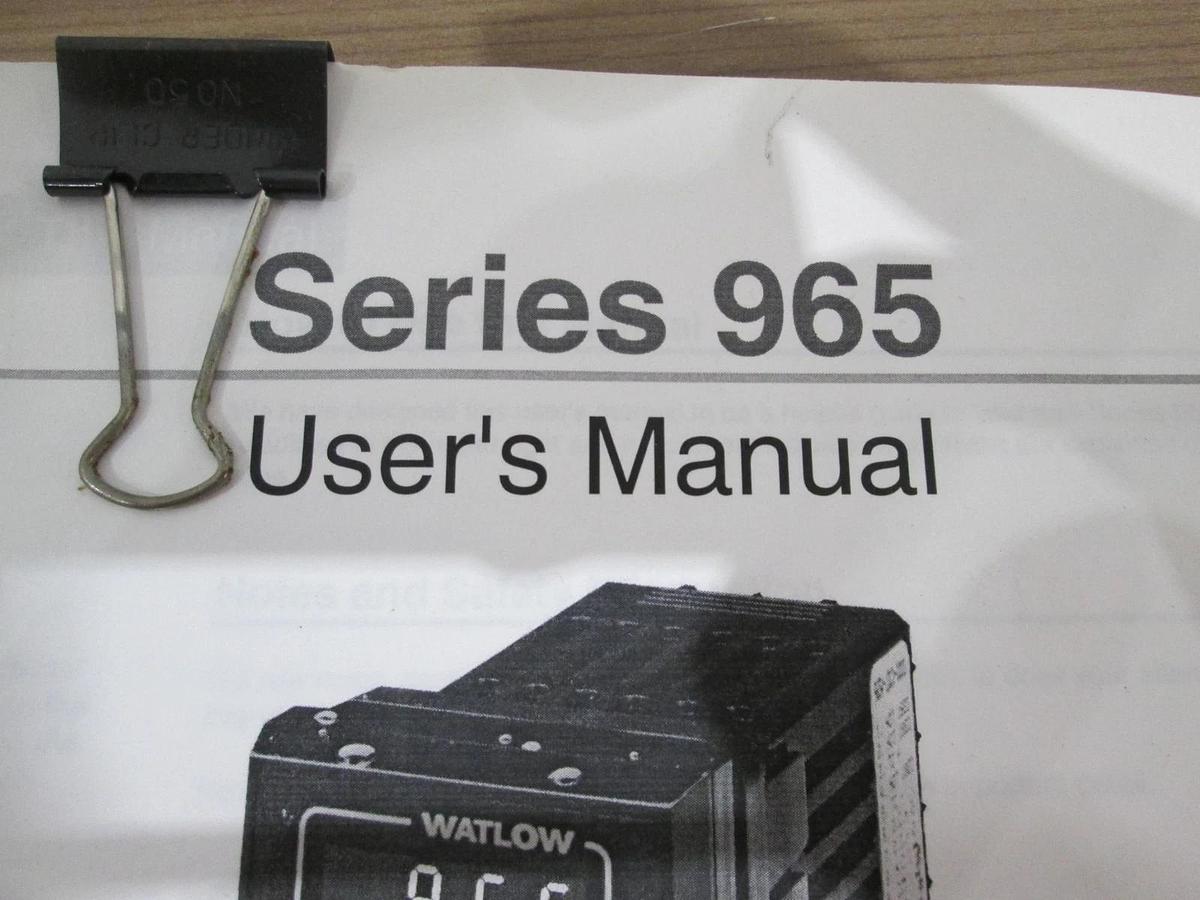 Used Watlow, Series 965, Microprocessor-Based Auto Tuning Control, User Manual, Used