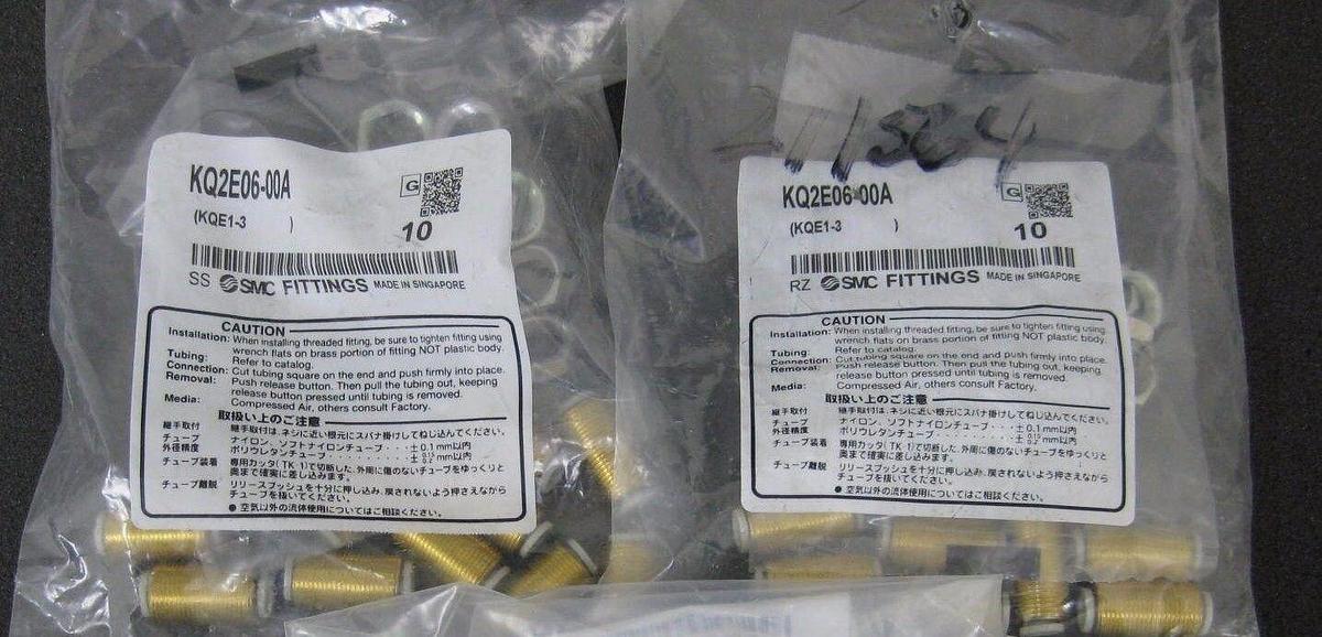 SMC KQ2E06-00A Bulkhead Union Brass Fitting, Lot of 20, New