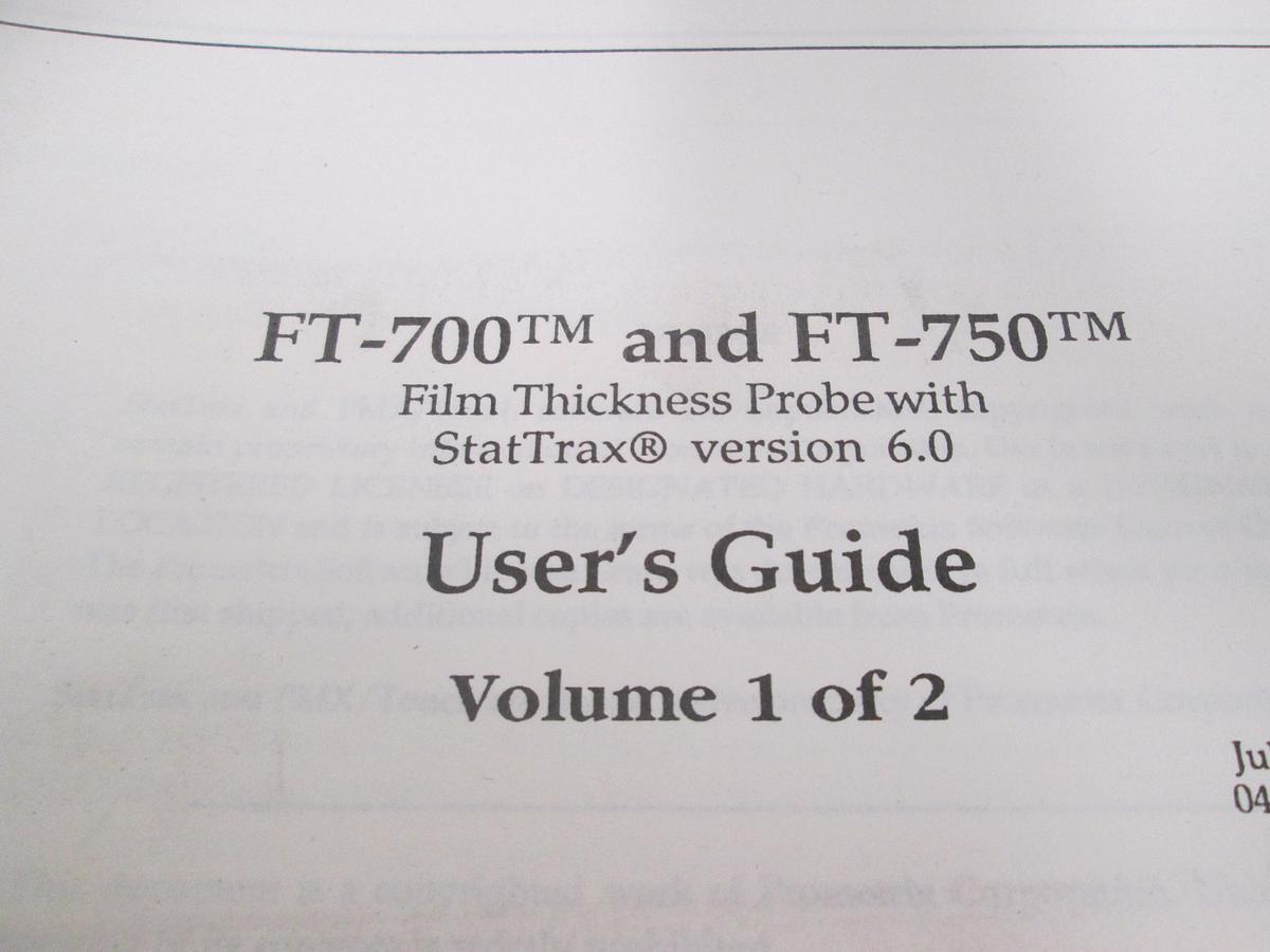 Used Tencore, FT-700 and FT-750, Film Thickness Probe User's Guide, Volume 1, Used, Used