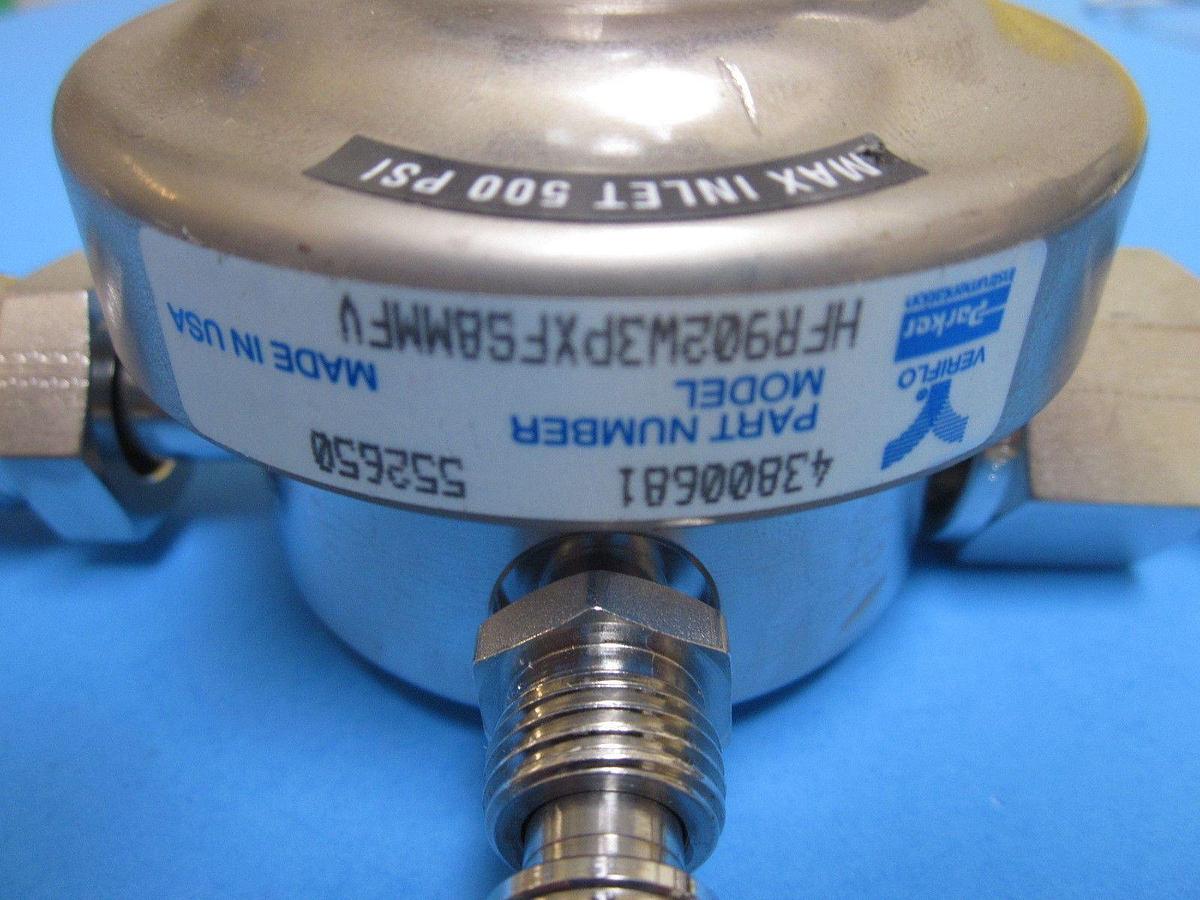 Used Veriflo HFR902 Regulator 5" Face to Face 1/2"Male/Female VCR Fittings, 1/4" MVCR