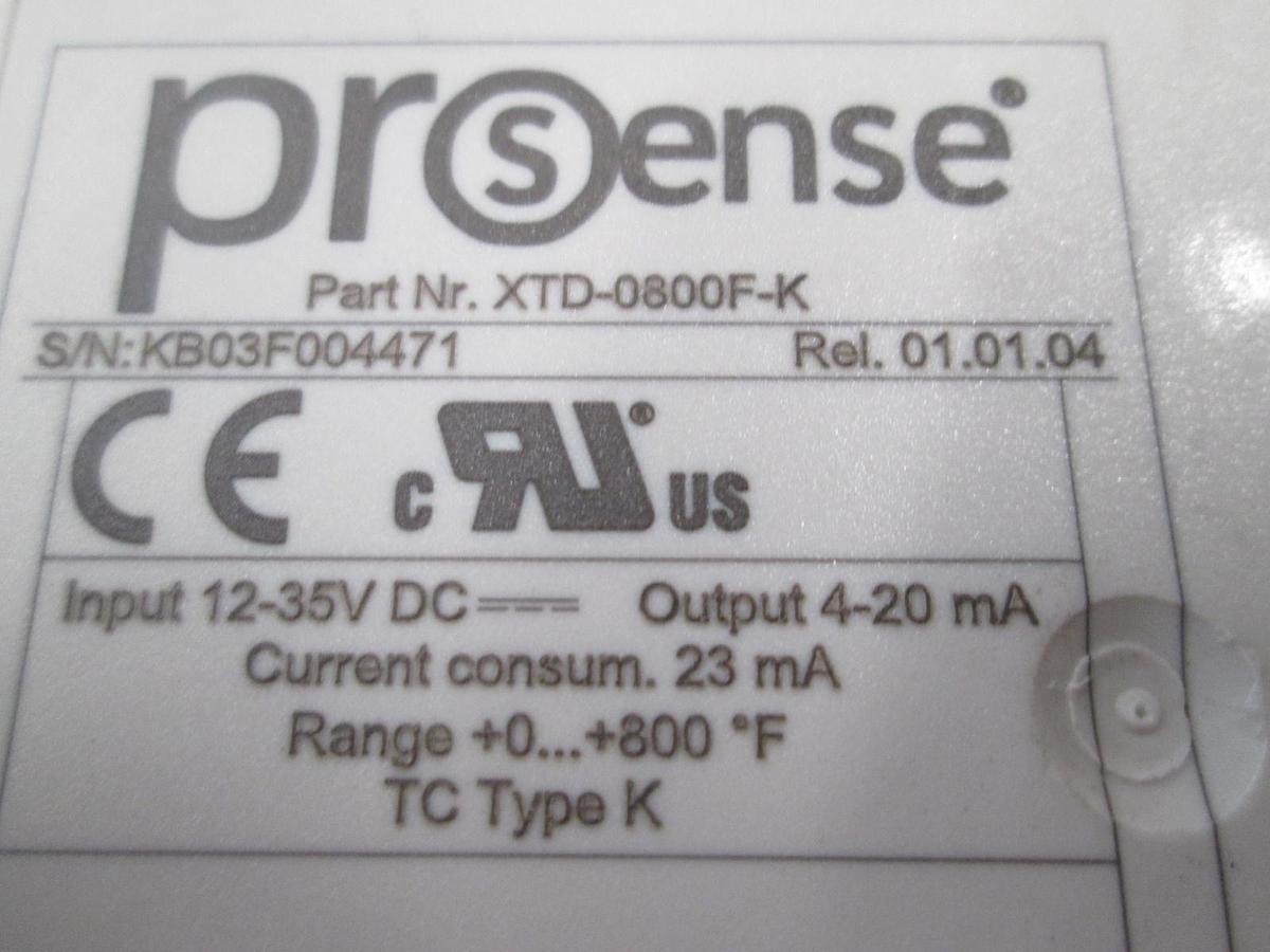 Used Prosense, XTD-0800F-K, Temperature Transmitter, 12-35VDC, Used