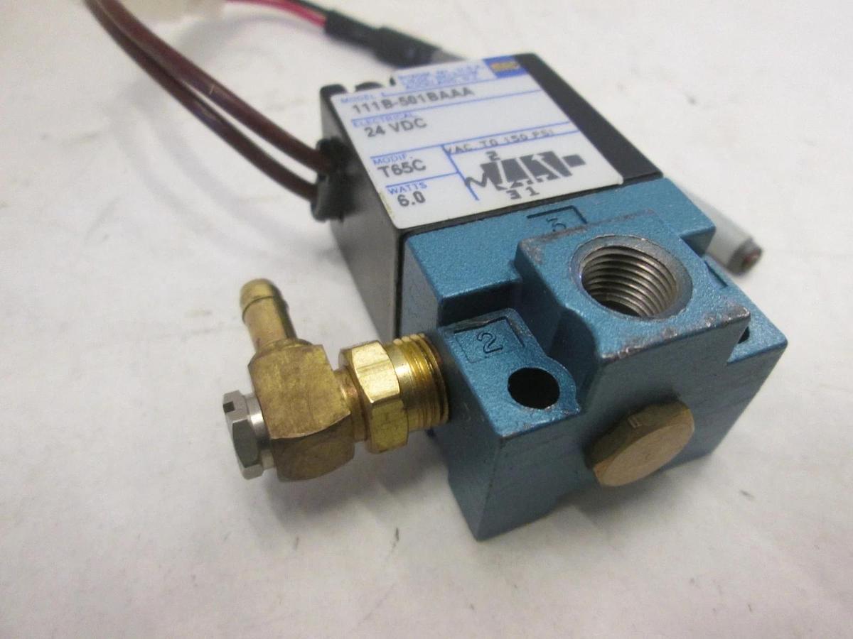 Used MAC, 111B-501BAAA, Solenoid Valve, 24 VDC, 6W, Used