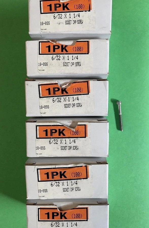 Used 6/32 x 1 1/4"  Socket Cap Screw, Lot of 600 Pieces