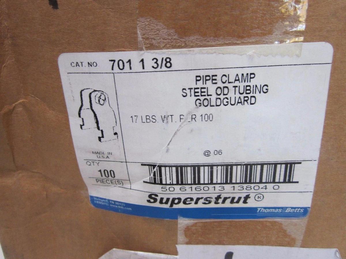 Used Thomas & Betts Superstrut 701-1-38 Pipe Clamp for 1 3/8" Pipe - Box of 100