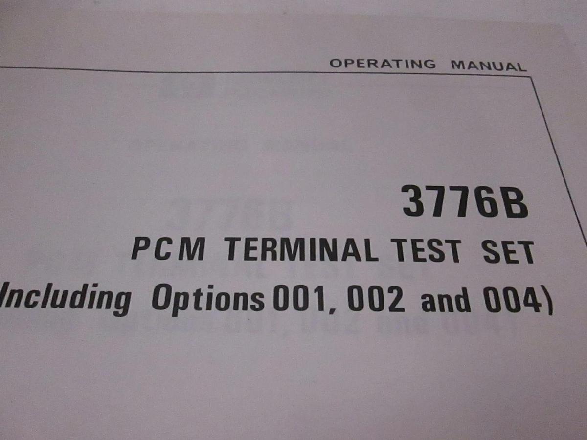 Used HP 3776B PCM Terminal Test Set )Optinos 001, 002 and 004) Operating Manual, Used