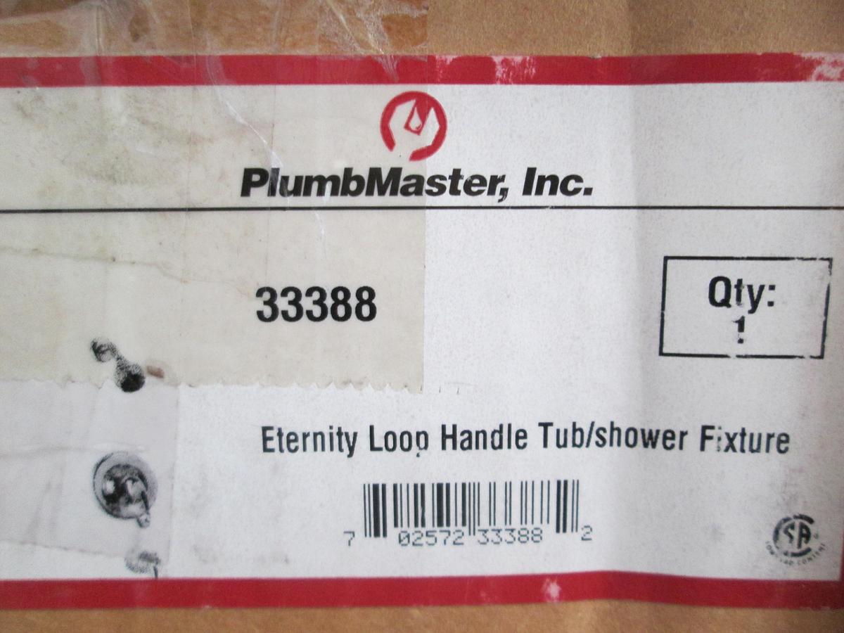 Used Plumbmaster Eternity, 33388, Loop Handle Tub Shower Fixture Silver New in Box