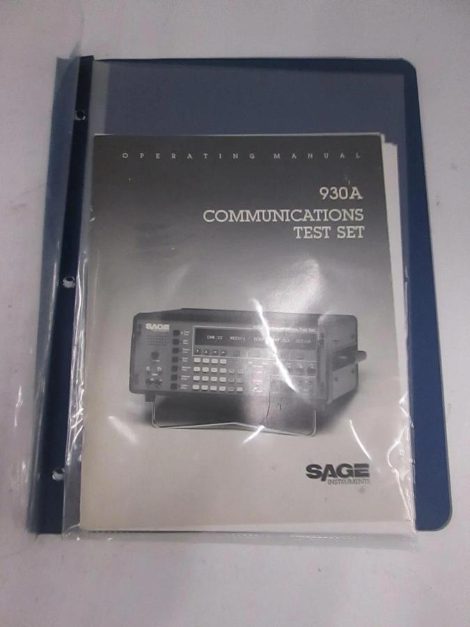 Used Sage 930A Communications Test Set Operating Manual, Used