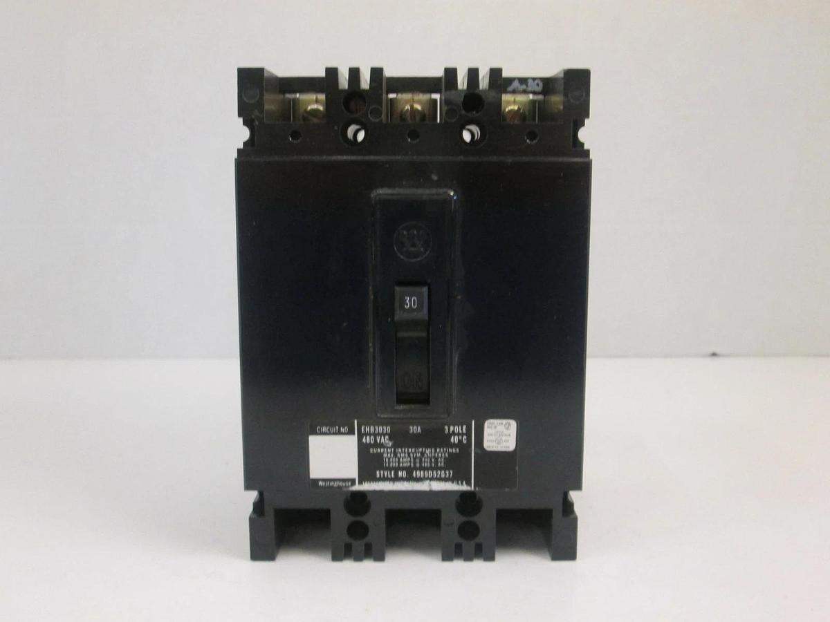 Used Westinghouse EHB3030 Circuit Breaker, 480 VAC 30A, 3 Pole