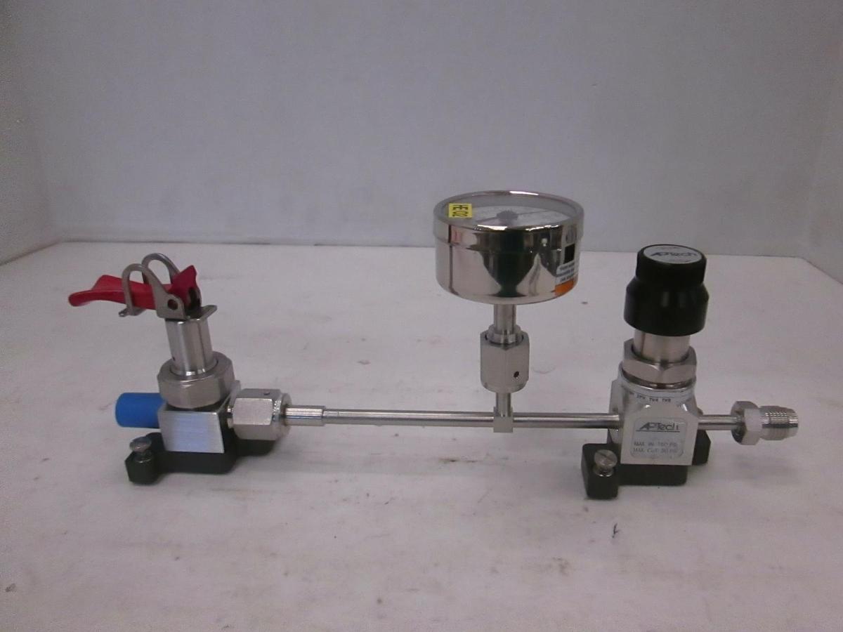 Used VMB Gas stick Used AP502 SM Regulator, Nupro shutoff, 30-0-100 gauge,