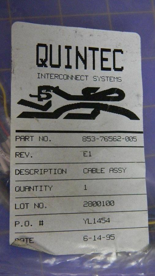 Used LAM Research, Quintec Interconnect Systems 853-76562-005 Cable Assembly, Rev. E1