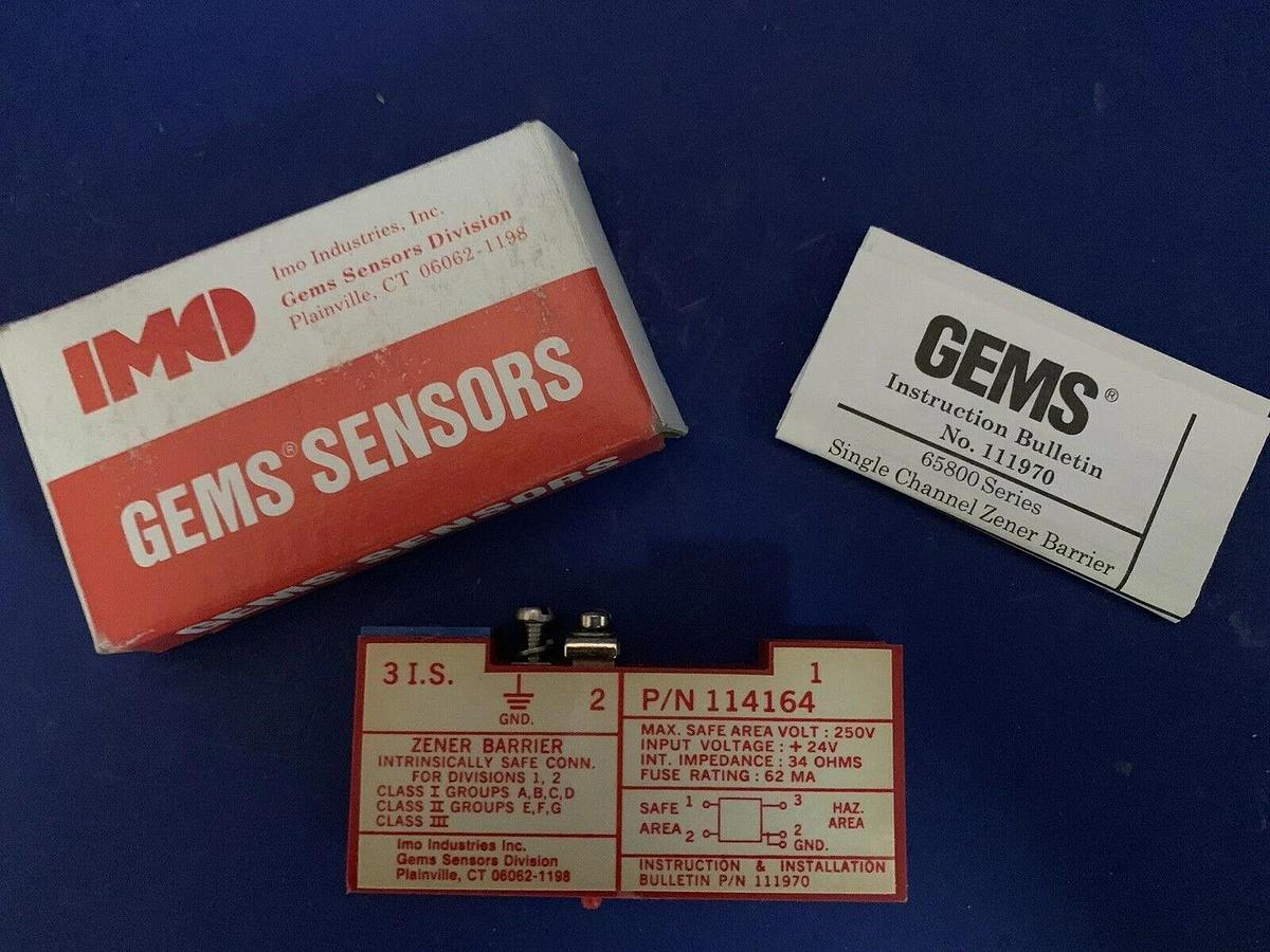 GEMS SENSORS 114164 Single Channel Zener Barrier, New in Box