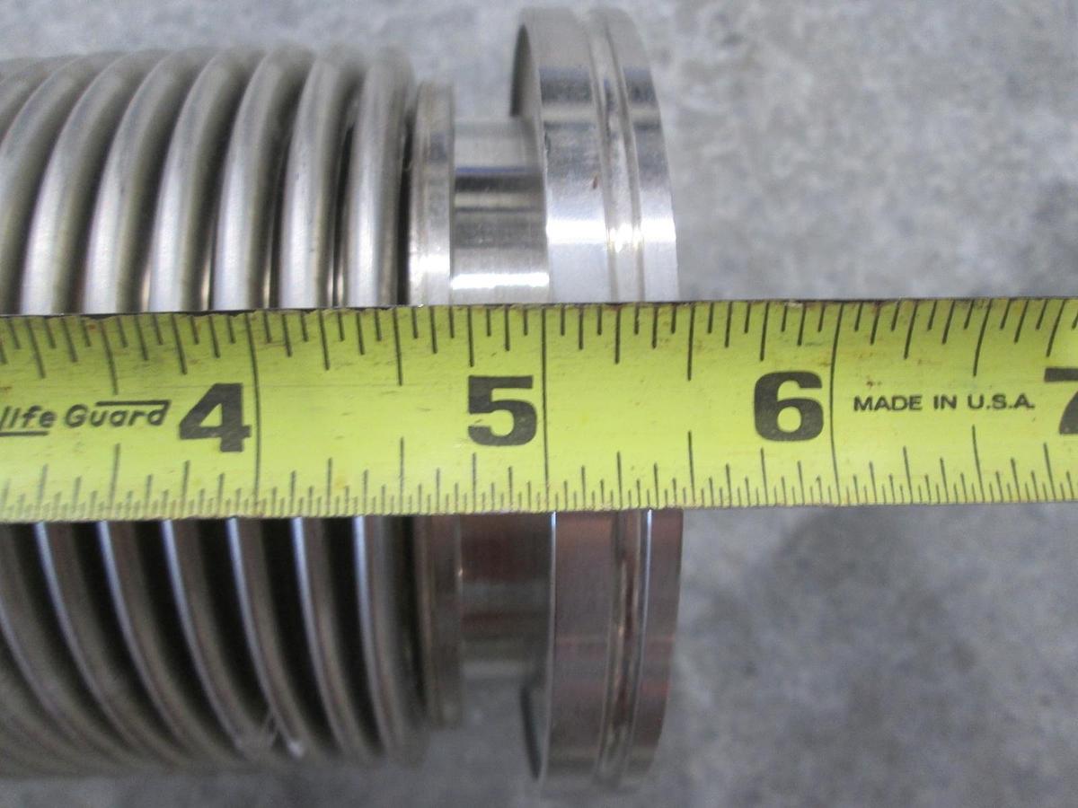 Used Stainless Steel Formed Bellows Vacuum Pipe / Hose, 5 1/2"L, 107MM Flange, Used