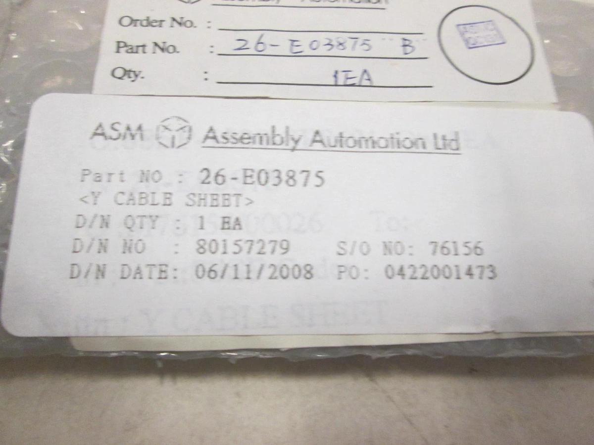 ASM, Y Cable Sheet, 26-E03875, New