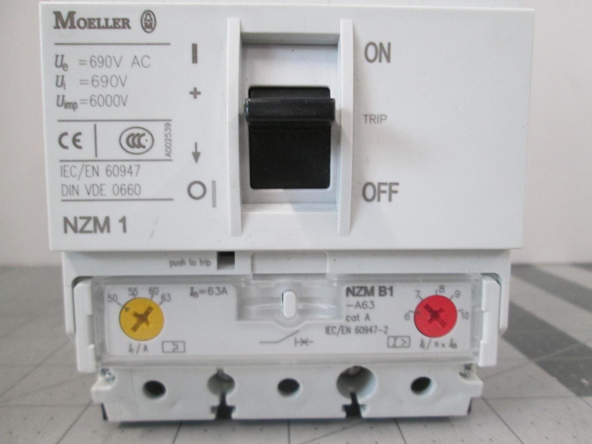 Used Eaton Moeller, NZMB1-A63 NZM1 63A, 3 Pole 690V, Molded Case Circuit Breaker