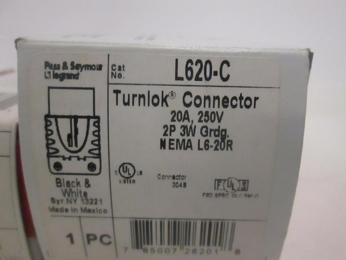 Legrand, MaxGrip Connector PS5969-Y Lot of 3 New and One L620-C Turnlok, New
