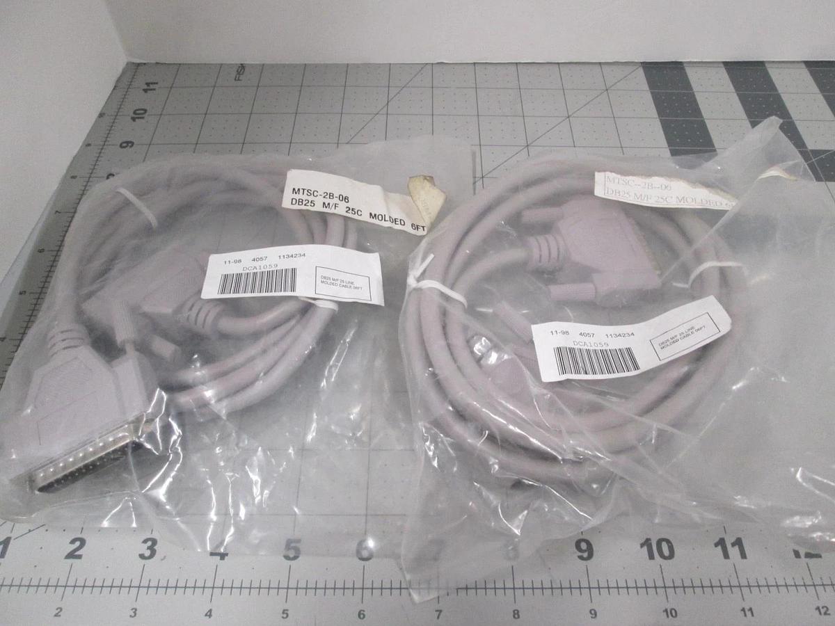 MTSC-28-06, DB25 M/F 25C Molded Cable 6 Ft New, Lot of 2