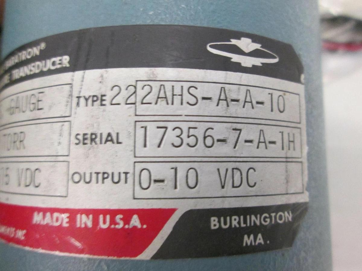 Used MKS, Baratron 10 Torr Pressure Transducer, 222AHS-A-A-10, Used