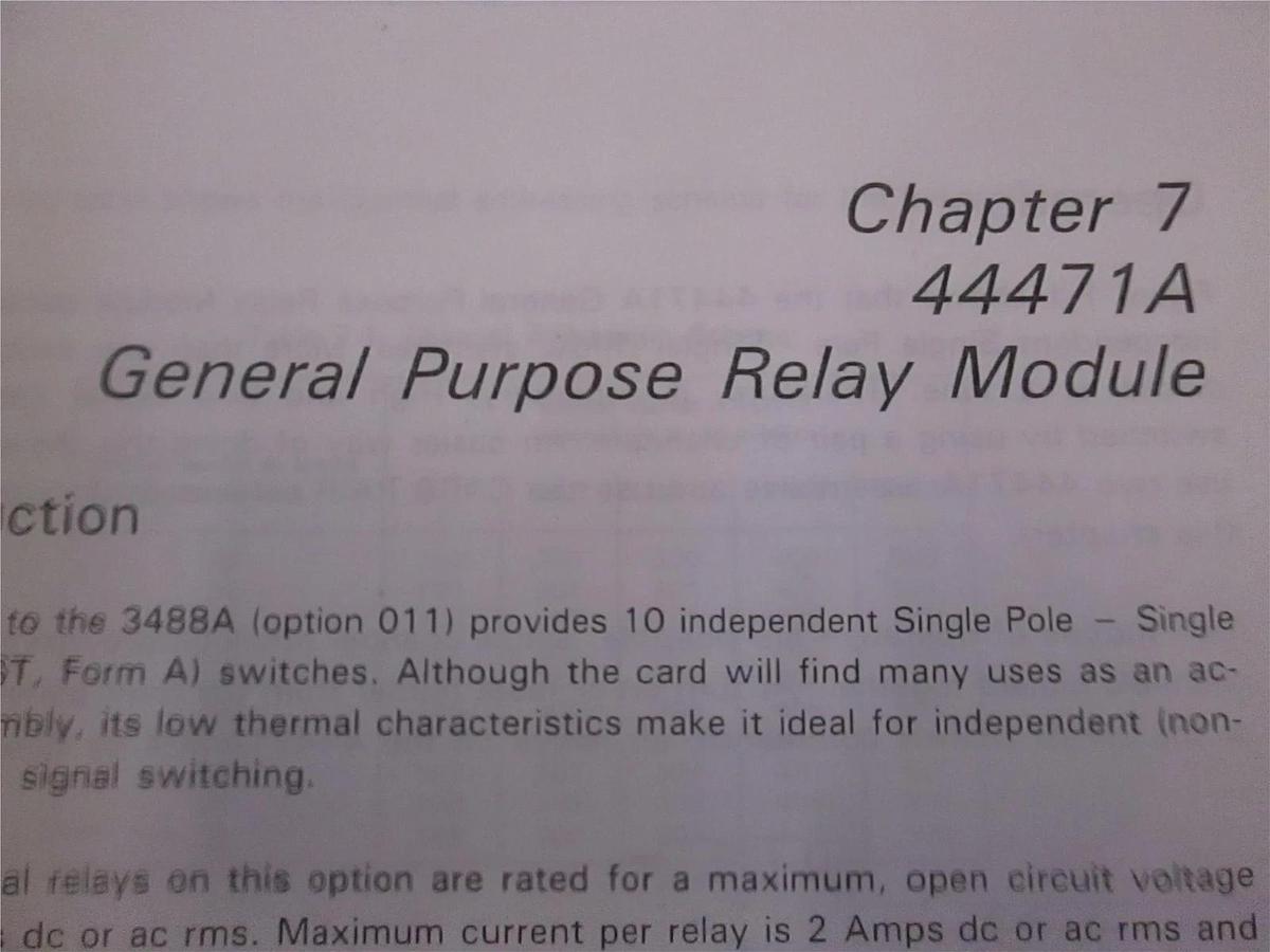 Used HP 44471A Chapter 7 General Purpose Relay Module, Used