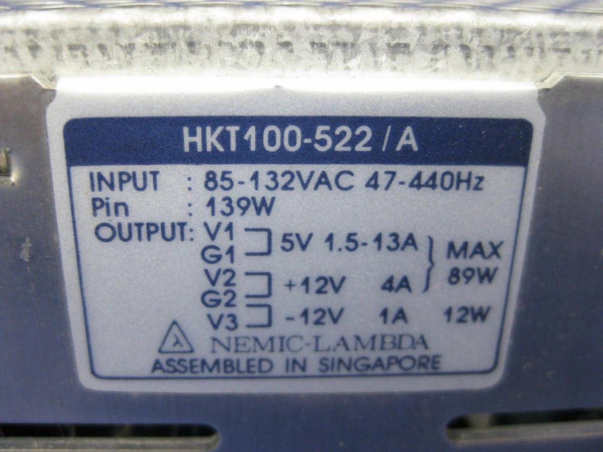 Used Nemic Lambda HKT100-522 Power Supply, 85-132 VAC, Used