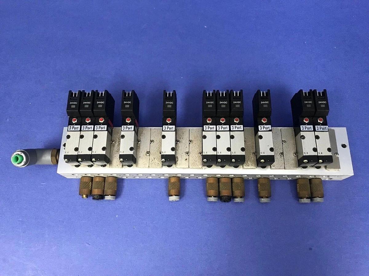 Used Humphrey HA040E1 Solenoid Valve, 11 Valves, Manifold Mounted, Used