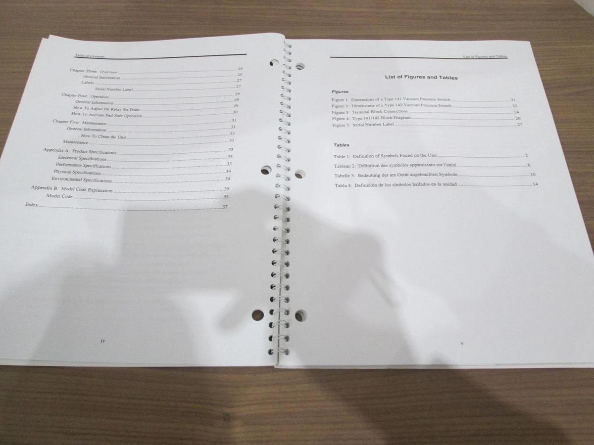Used MKS, Type 141A/142A, Vacuum Pressure Switch, Instruction Manual, Used