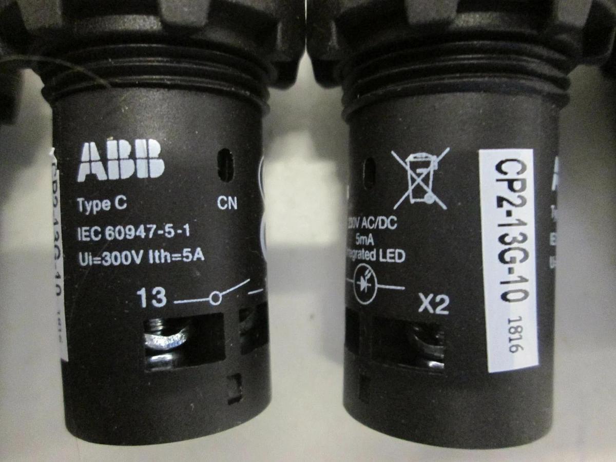 Used ABB, Type C, CP2-13G-10, Green Push Button Switch, Used, Lot of 6