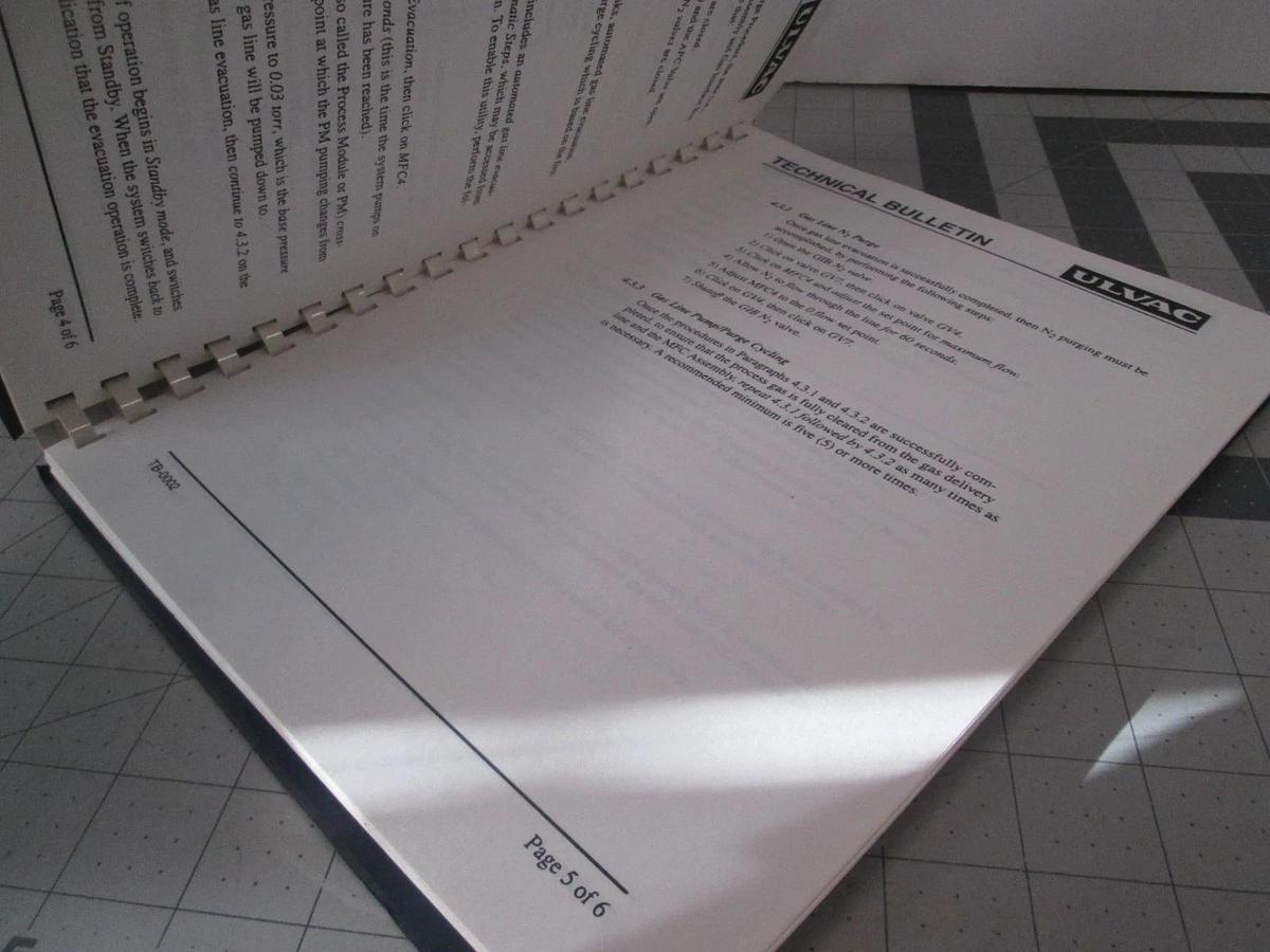 Used Ulvac, Phoenix Asher System, Book 3 Maintenance Guide, 1013365, Used