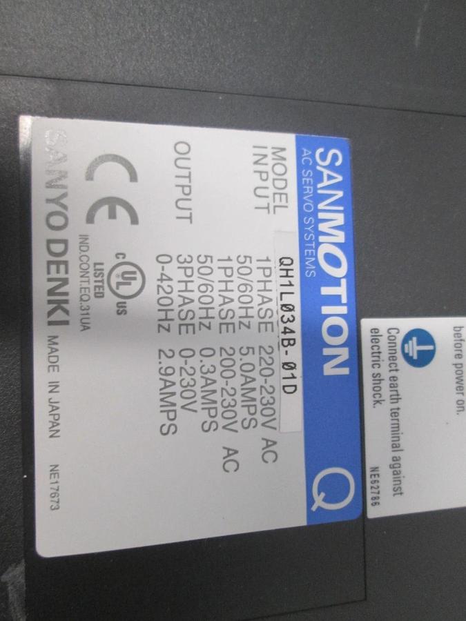 Used Sanyo Denki, QH1L034B-01D, SanMotion, AC Servo System, Used