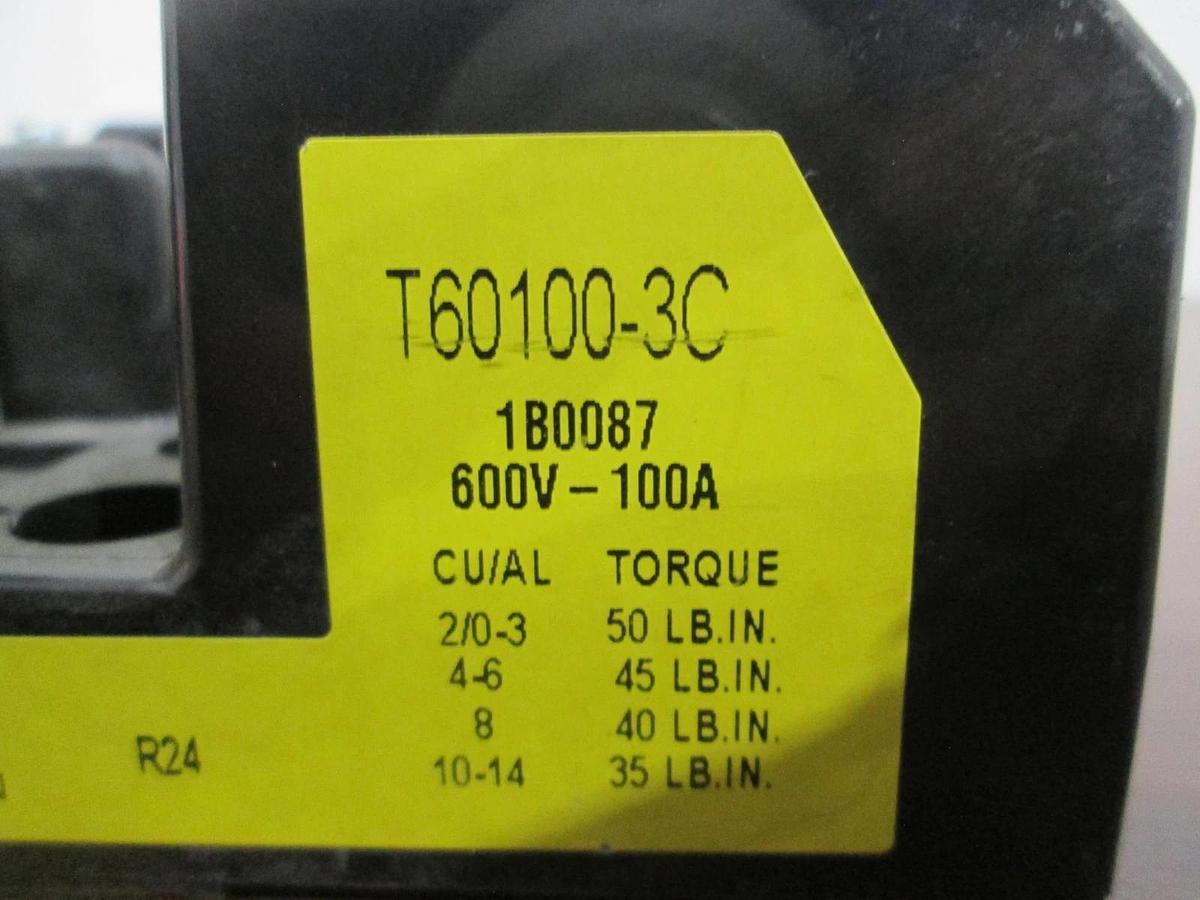 Used Buss, T60100-3C, Fuseholder, Class T, 600V-100A, Used