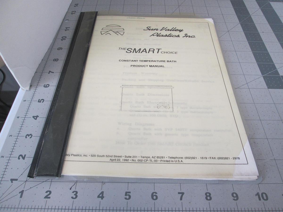 Used Sun Valley Plastics, Constant Temperature Bath Product Manual, Used