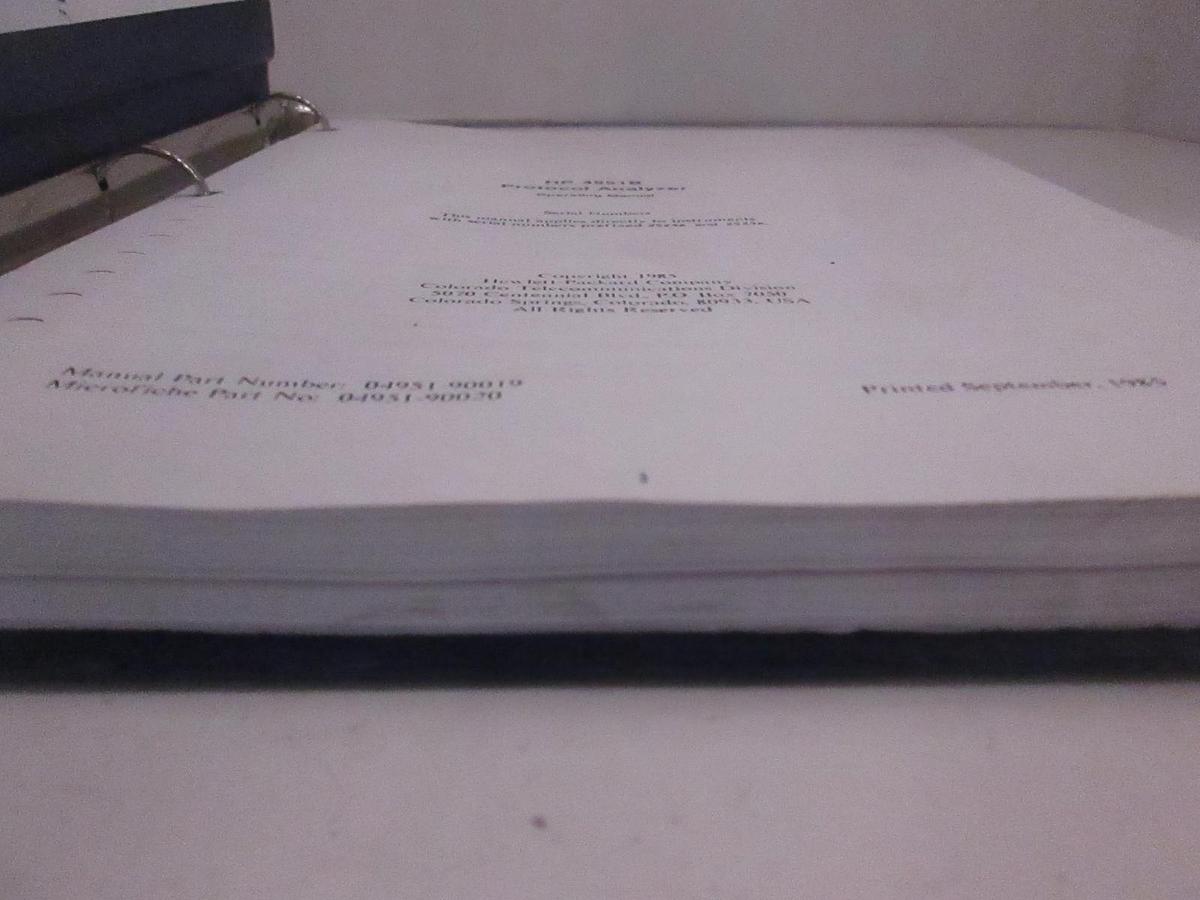 Used HP 4951B Protocol Analyzer Operating Manual, Used