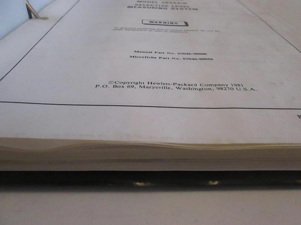 Used HP Model 3046A/B Selective Level Measuring System Operating Manual, Used
