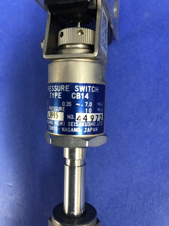 Used Nagano Keiki CB14 Pressure Switch Assy 0.35-0.7 kgf/cm2, 1/4" F Swagelok, Used