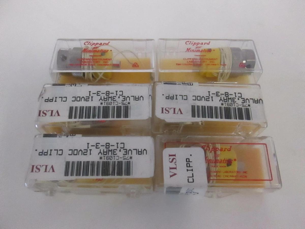 Clippard, 3 Way Valve, 12 VDC, C1-8-3-1, New, Lot of 6
