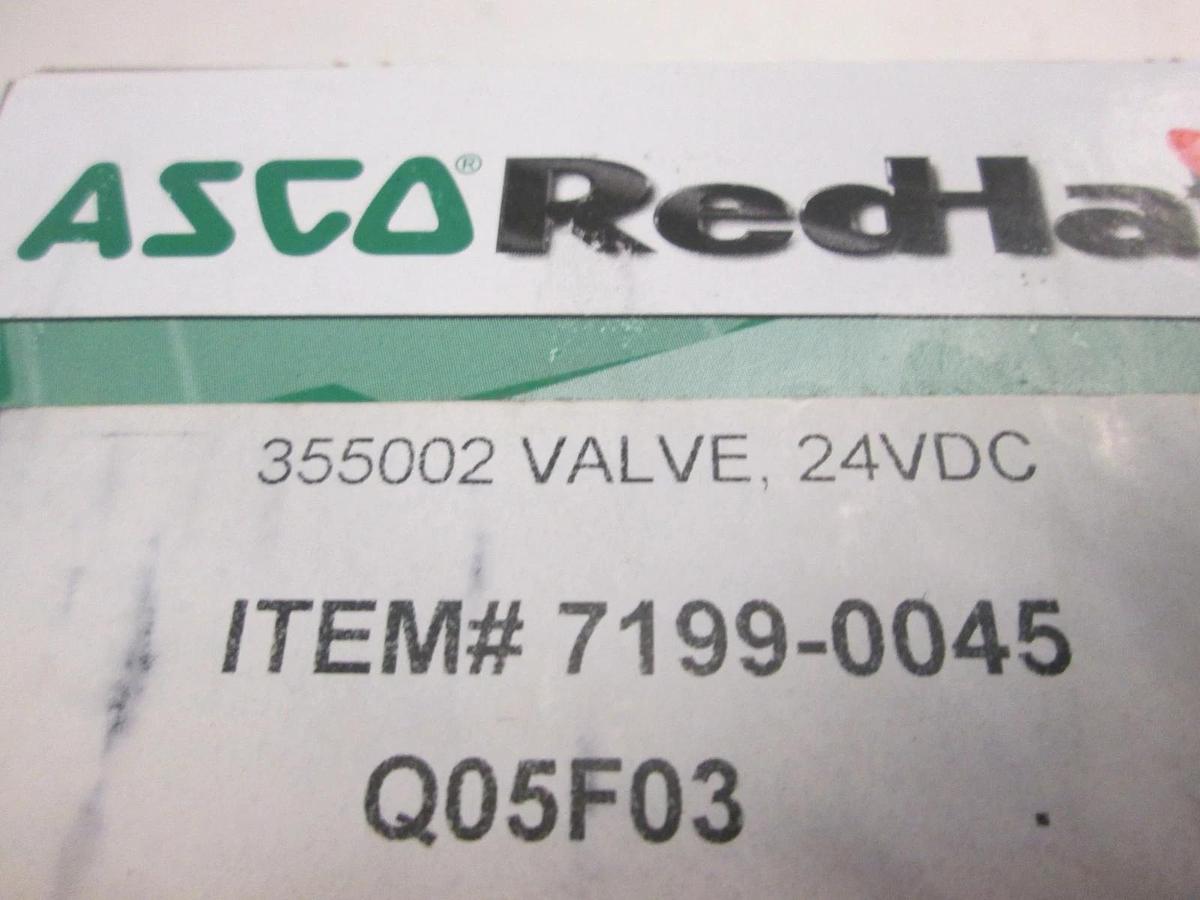 Asco, 355002, Solenoid Valve, 24 VDC, 60 PSI, New